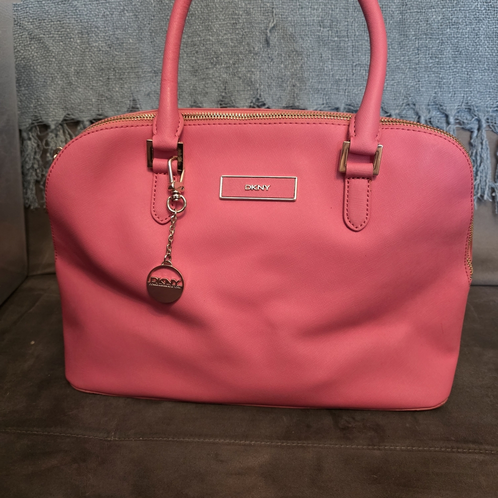 DKNY Pink Satchel with Gold Accents